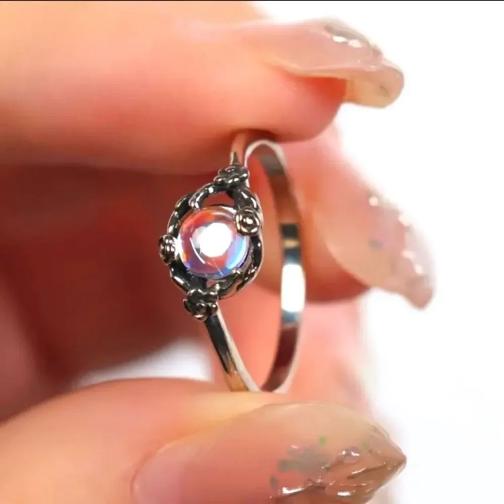 925 sterling moonstone ring sz 6